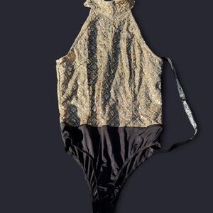 Prettylittlething gold body suit size 8 USA indie sleeze festival wear bridal